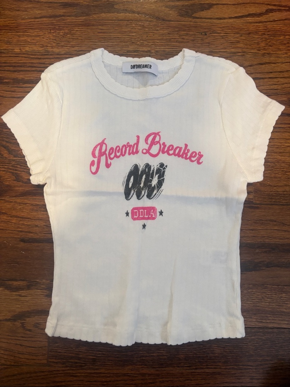 Daydreamer Women’s "Record Breaker" White Graphic Tee Size XS